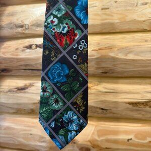 Vintage Kenzo Paris 100% Silk Tie with Floral Pattern
